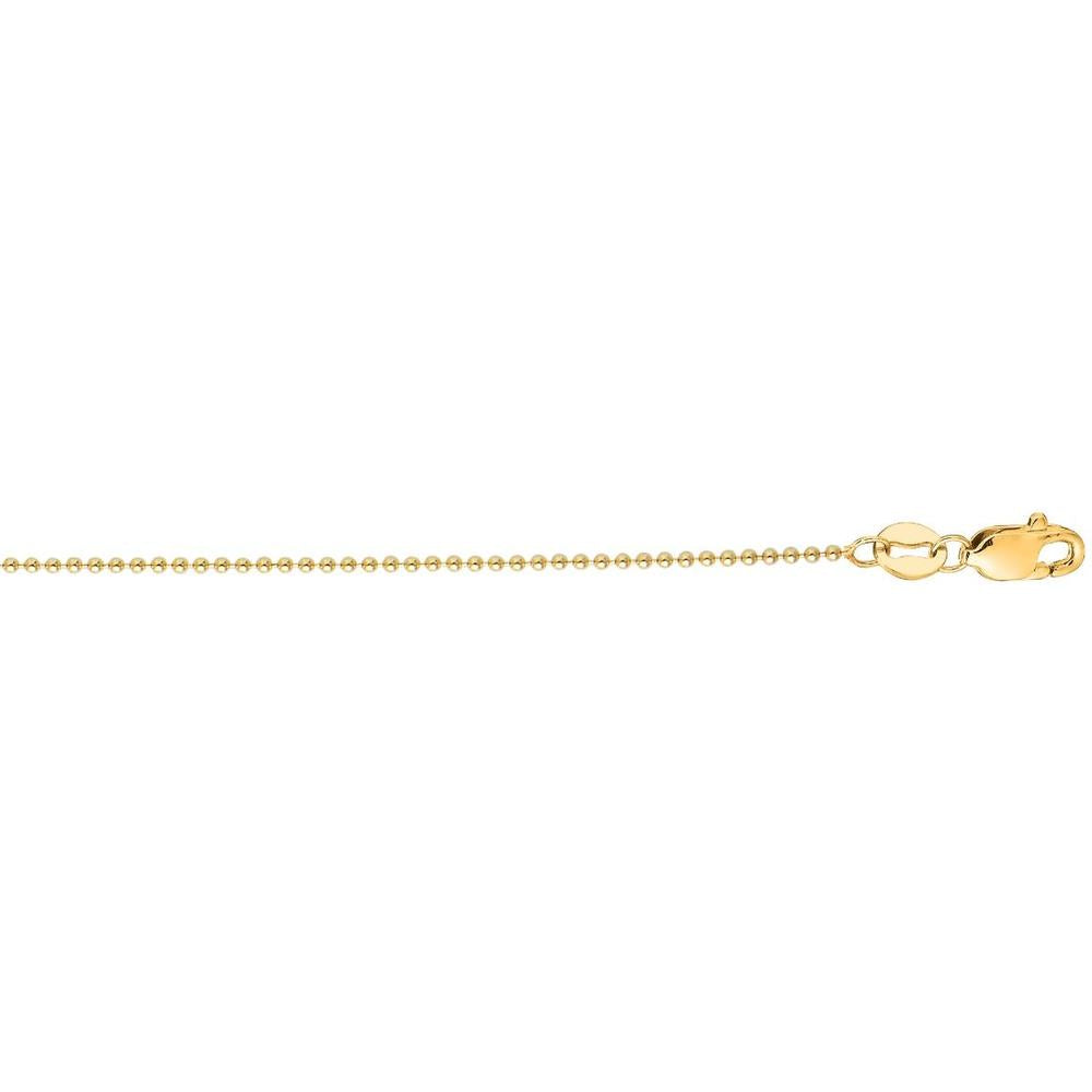 14K Yellow Gold 20" Polished Bead Chain Necklace - 2.5mm Beads with Lobster Clasp by Orozza Fine Jewelry