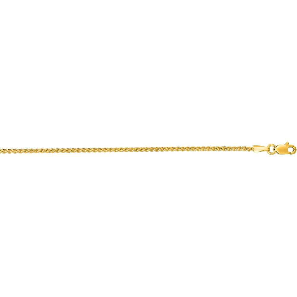 14K Yellow Gold 20" Polished Wheat Chain Necklace - 1.5mm Width by Orozza Fine Jewelry