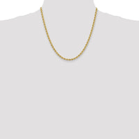 14K Yellow Gold 20" Rope Chain Necklace with Lobster Clasp - 4mm Solid Handcrafted Design