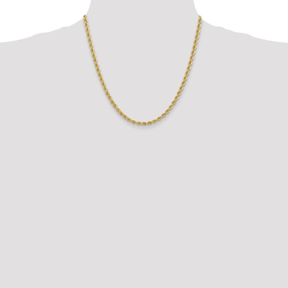 14K Yellow Gold 20" Rope Chain Necklace with Lobster Clasp - 4mm Solid Handcrafted Design