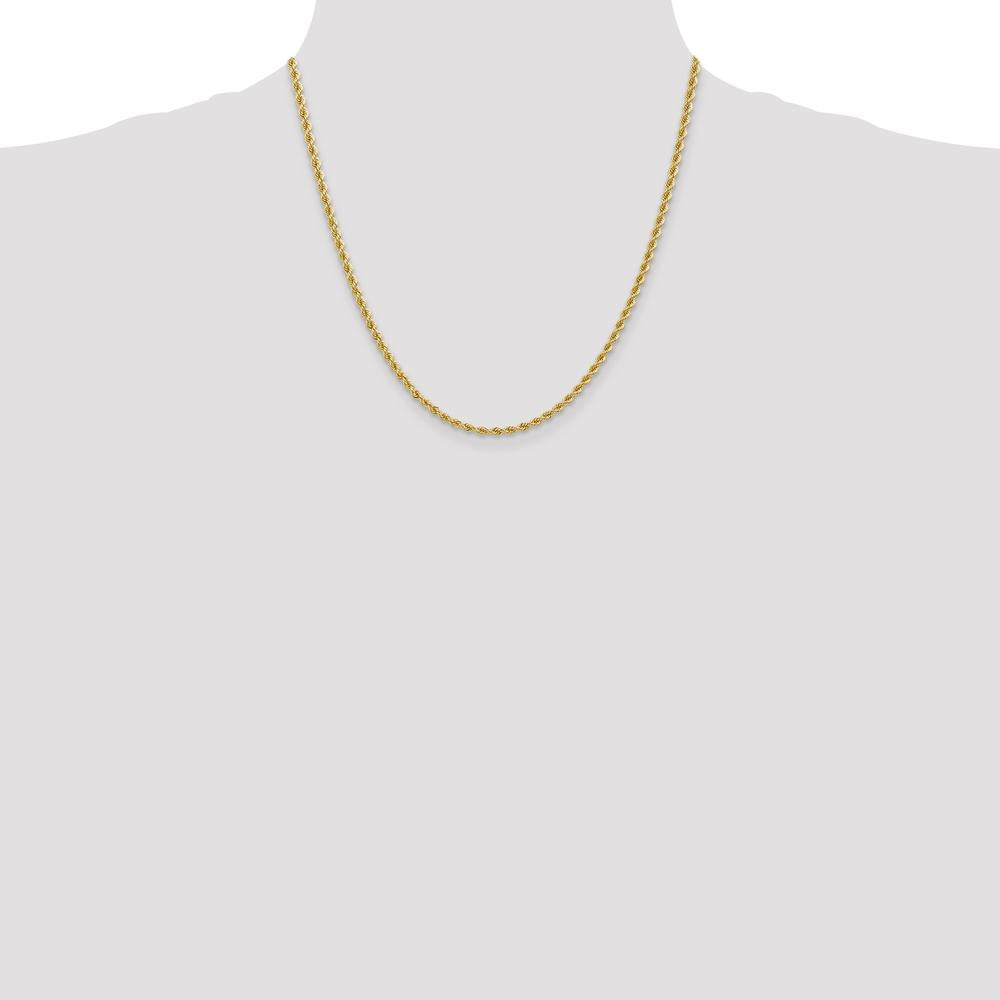 14K Yellow Gold 20" Rope Chain Necklace with Polished Finish and Lobster Clasp - 2.75mm