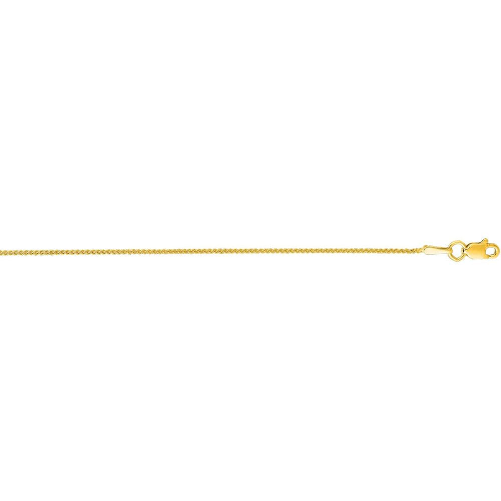 14K Yellow Gold 20" Round Wheat Chain Necklace - 1mm Width with Lobster Clasp by Orozza Fine Jewelry
