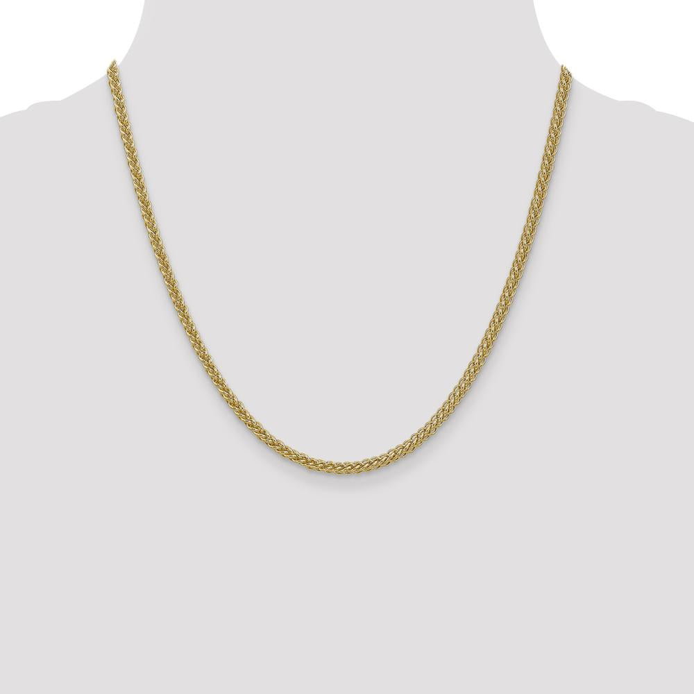 14K Yellow Gold 20" Semi-Solid 3-Wire Wheat Chain - 2.6mm Width by Oro Pregiato
