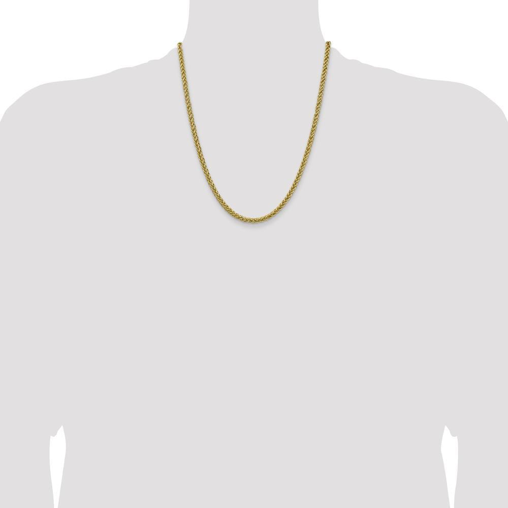 14K Yellow Gold 20" Semi-Solid 3-Wire Wheat Chain Necklace by Oro Pregiato