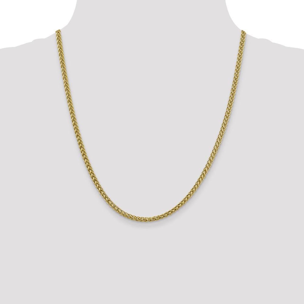 14K Yellow Gold 20" Semi-Solid 3-Wire Wheat Chain Necklace with Lobster Clasp by IBGoodman