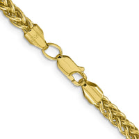 14K Yellow Gold 20" Semi-Solid 3-Wire Wheat Chain Necklace with Polished Finish - 4.65mm Width by Oro Pregiato