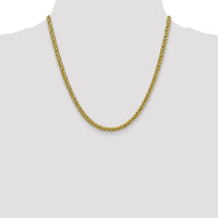 14K Yellow Gold 20" Semi-Solid 3-Wire Wheat Chain Necklace with Polished Finish - 4.65mm Width by Oro Pregiato