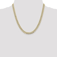 14K Yellow Gold 20" Semi-Solid Curb Chain with Rhodium Pave Accents - Polished Finish, Lobster Clasp by Oro Pregiato