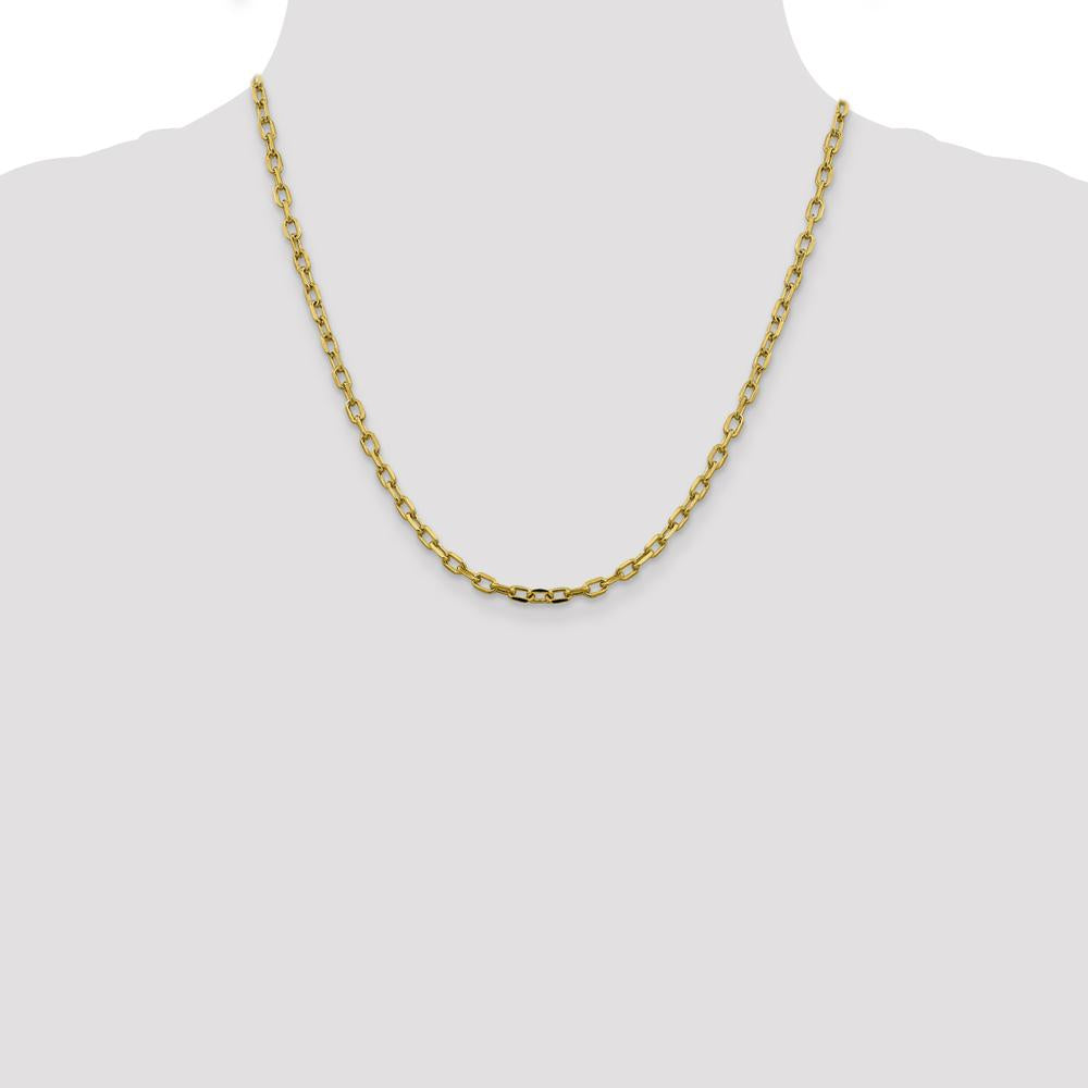 14K Yellow Gold 20" Semi-Solid Diamond-Cut Open Link Cable Chain - 3.7mm Width by Oro Pregiato