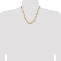 14K Yellow Gold 20" Semi-Solid Figaro Chain Necklace - 8.5mm Width by Oro Pregiato