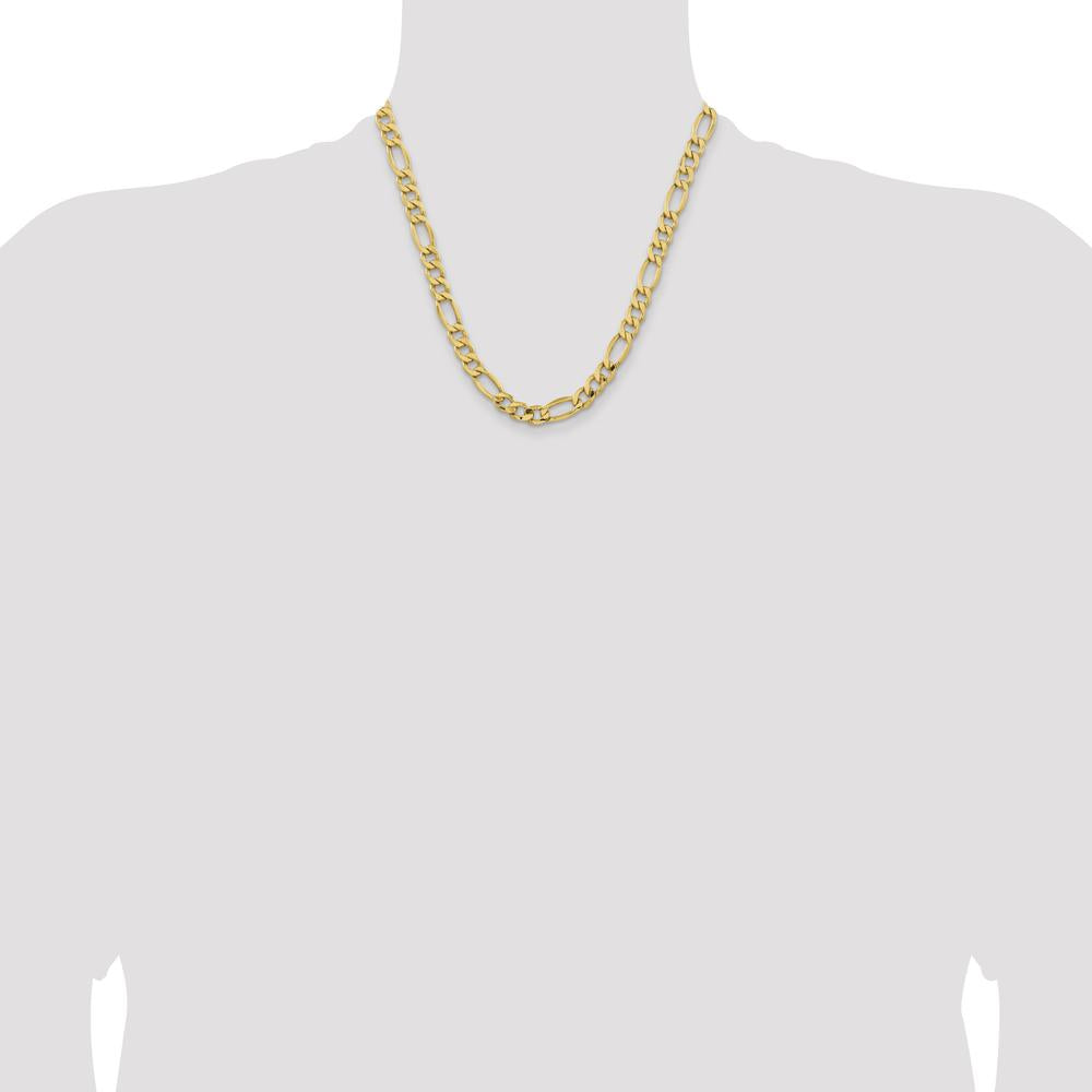 14K Yellow Gold 20" Semi-Solid Figaro Chain Necklace - 8.5mm Width by Oro Pregiato