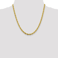 14K Yellow Gold 20" Semi-Solid Rope Chain Necklace with Polished Finish - 4.75mm Width by Oro Pregiato