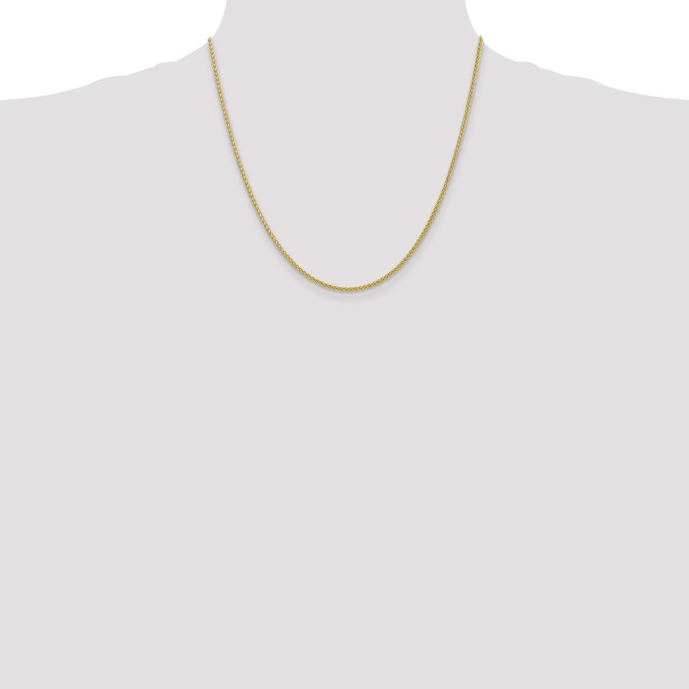 14K Yellow Gold 20" Semi-Solid Wheat Chain Necklace - 2mm Width by Oro Pregiato