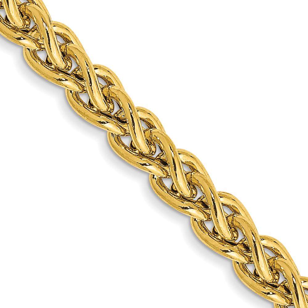 14K Yellow Gold 20" Semi-Solid Wheat Chain Necklace with Lobster Clasp - 3.45mm by Oro Pregiato