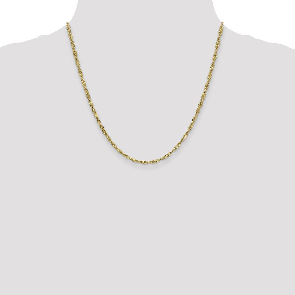 14K Yellow Gold 20" Singapore Chain - 2.75mm Width with Lobster Clasp by Oro Pregiato