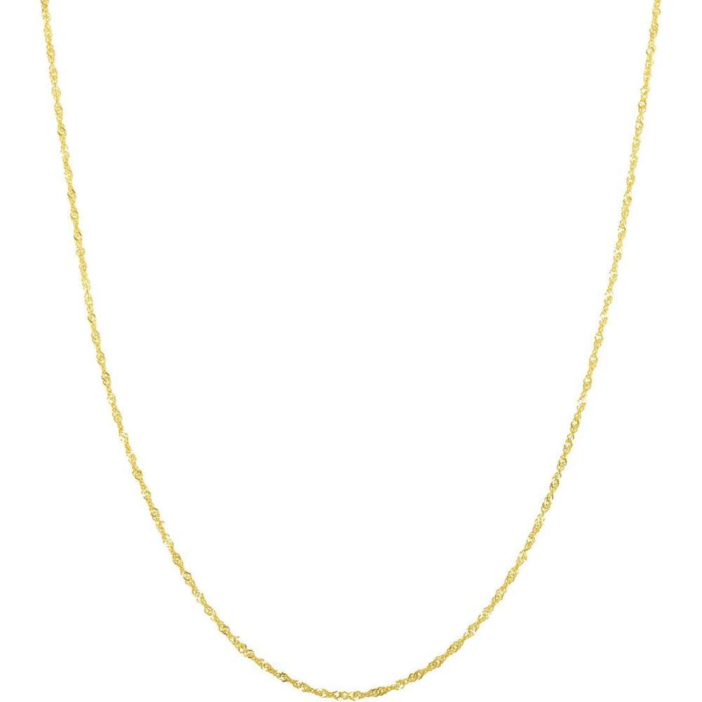 14K Yellow Gold 20" Singapore Chain Necklace with Diamond-Cut Textured Finish - 1.8mm by Orozza Fine Jewelry