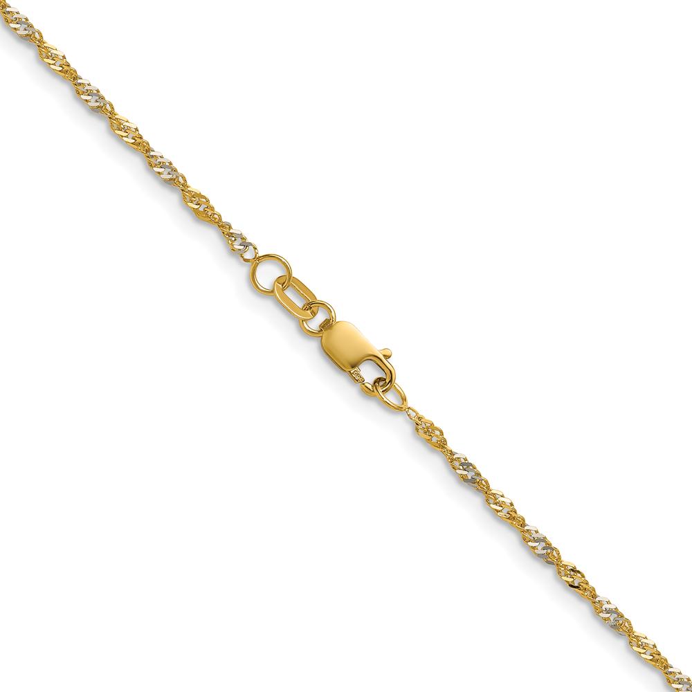 14K Yellow Gold 20" Singapore Chain with Rhodium Accent - 1.65mm Thickness by Oro Pregiato