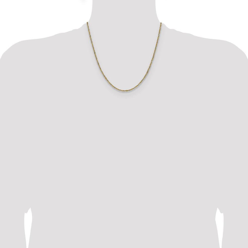 14K Yellow Gold 20" Singapore Chain with Rhodium Accent - 1.65mm Thickness by Oro Pregiato