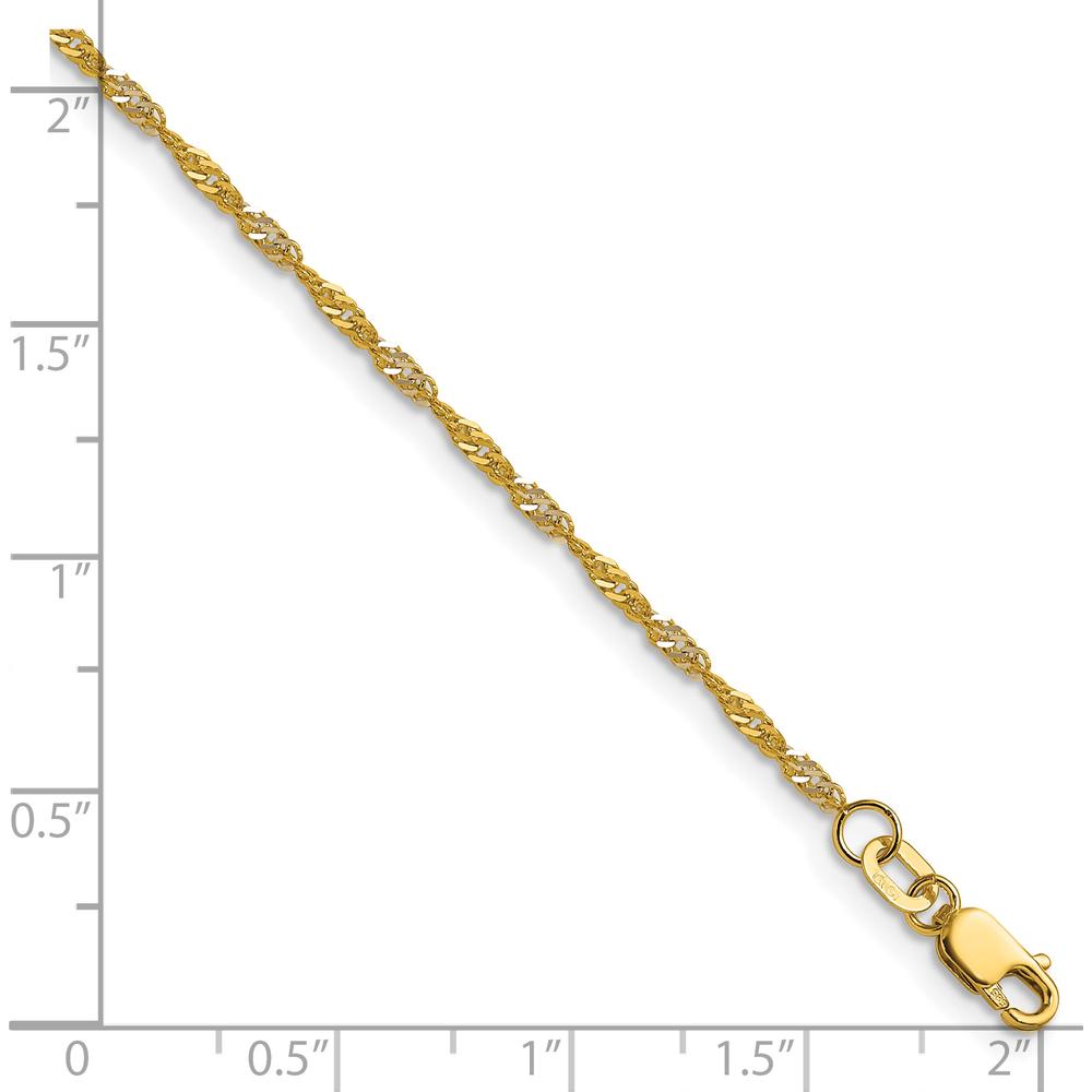 14K Yellow Gold 20" Singapore Chain with Rhodium Accent - 1.65mm Thickness by Oro Pregiato
