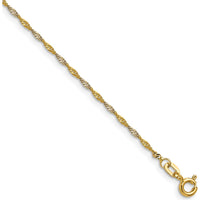 14K Yellow Gold 20" Singapore Chain with Rhodium Accents - 1.4mm Thick by Oro Pregiato