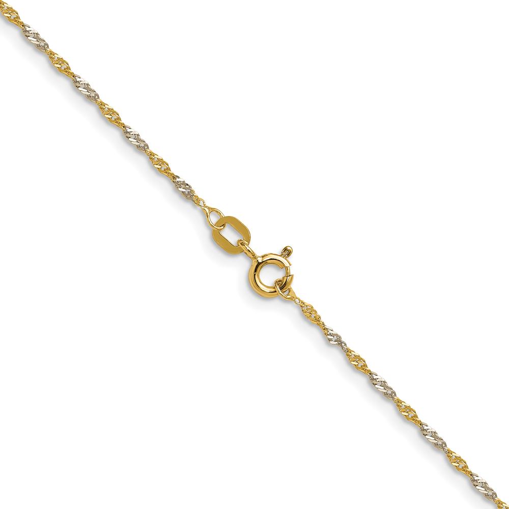 14K Yellow Gold 20" Singapore Chain with Rhodium Accents - 1.4mm Thick by Oro Pregiato