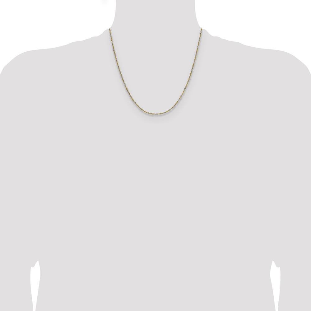 14K Yellow Gold 20" Singapore Chain with Rhodium Accents - 1.4mm Thick by Oro Pregiato