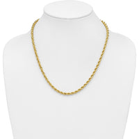 14K Yellow Gold 20" Solid 5mm Rope Chain Necklace with Lobster Clasp