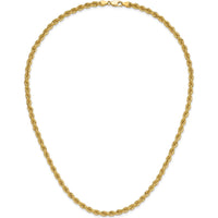 14K Yellow Gold 20" Solid 5mm Rope Chain Necklace with Lobster Clasp