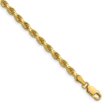 14K Yellow Gold 20" Solid Diamond-Cut Rope Chain Necklace with Lobster Clasp - 3.75mm