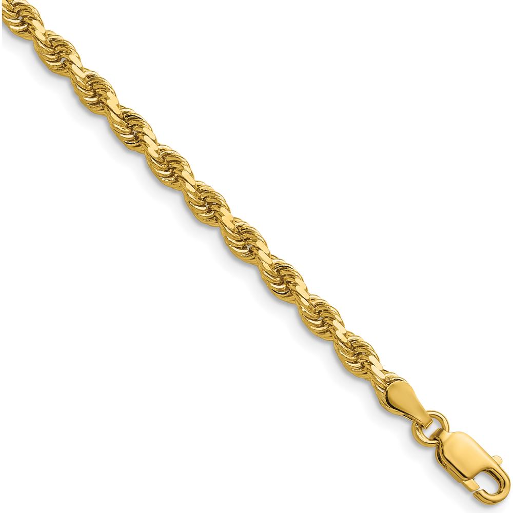 14K Yellow Gold 20" Solid Diamond-Cut Rope Chain Necklace with Lobster Clasp - 3.75mm