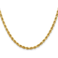 14K Yellow Gold 20" Solid Diamond-Cut Rope Chain Necklace with Lobster Clasp - 3.75mm