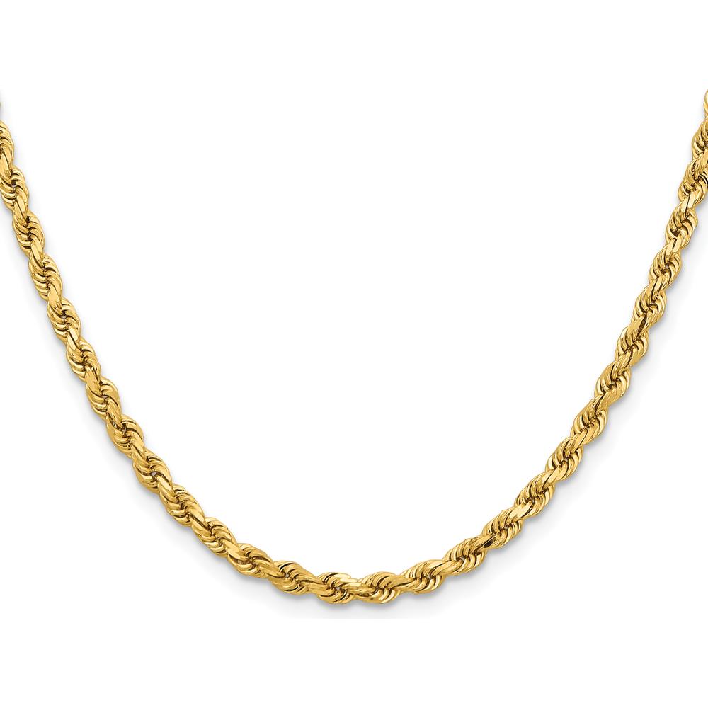 14K Yellow Gold 20" Solid Diamond-Cut Rope Chain Necklace with Lobster Clasp - 3.75mm