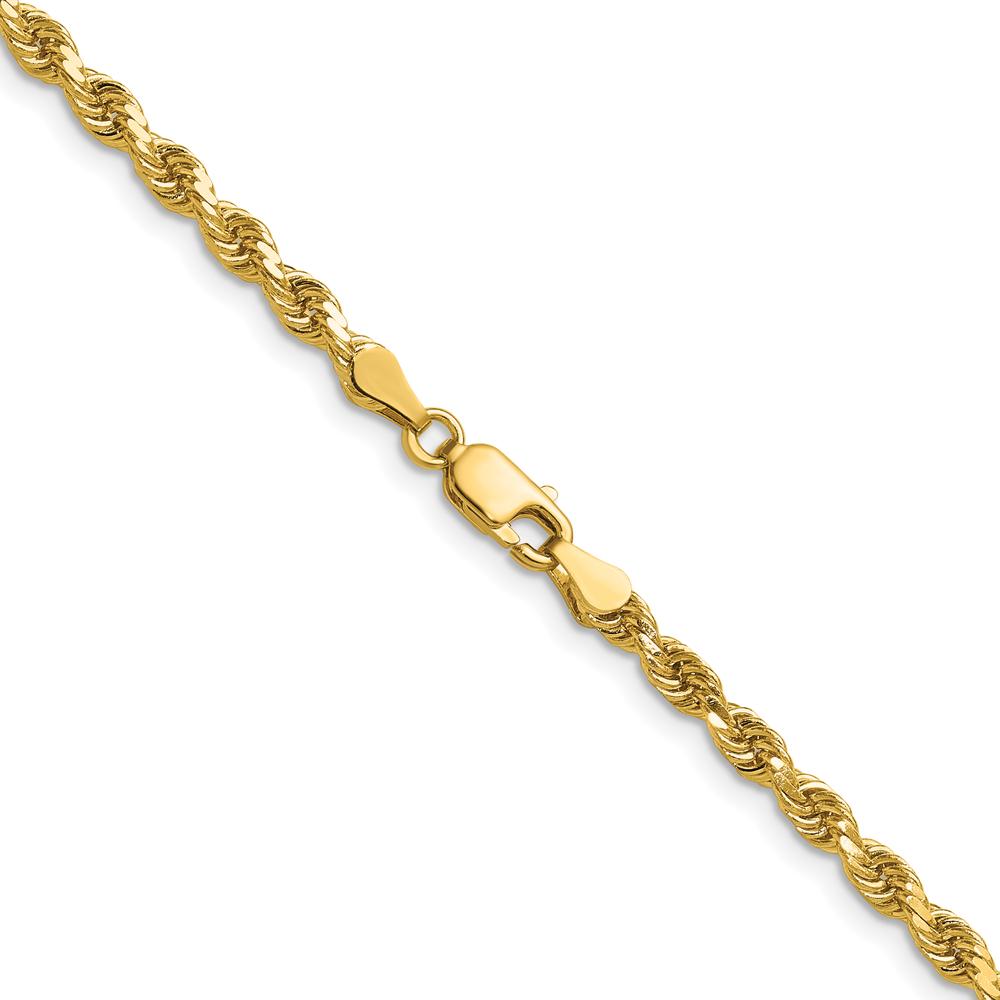 14K Yellow Gold 20" Solid Diamond-Cut Rope Chain Necklace with Lobster Clasp - 3.75mm