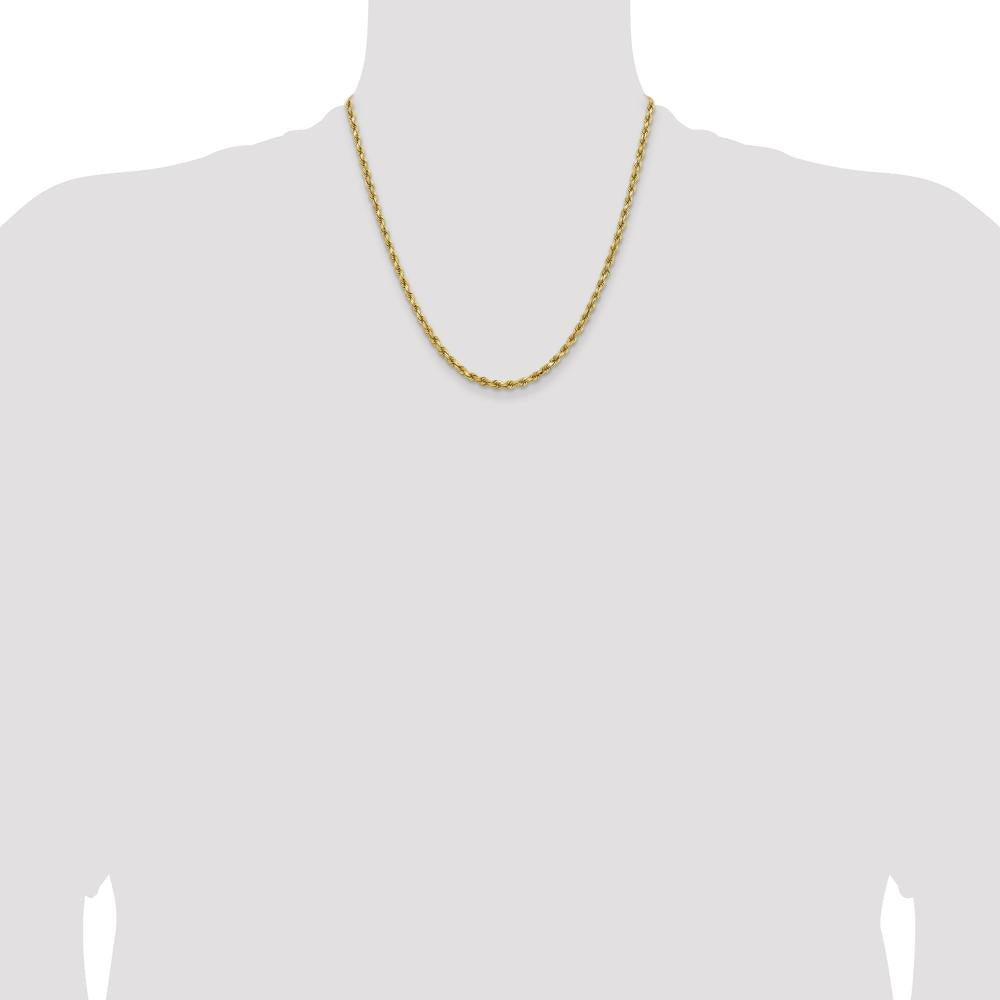 14K Yellow Gold 20" Solid Diamond-Cut Rope Chain Necklace with Lobster Clasp - 3.75mm