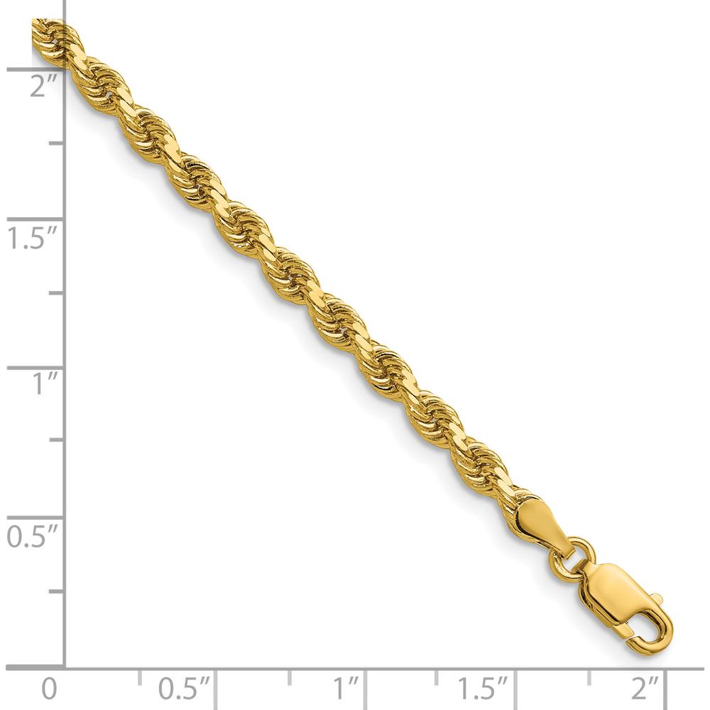 14K Yellow Gold 20" Solid Diamond-Cut Rope Chain Necklace with Lobster Clasp - 3.75mm