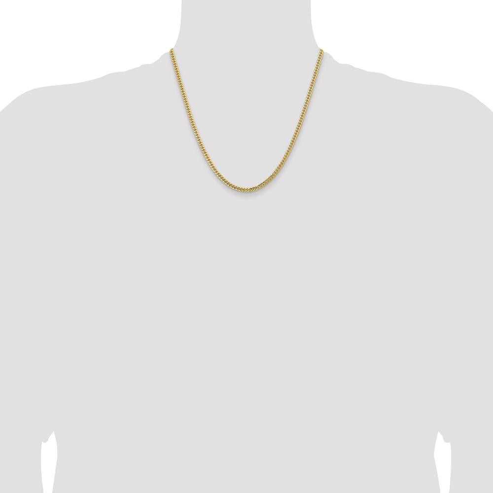 14K Yellow Gold 20" Solid Miami Cuban Link Chain - 3.5mm Width with Lobster Clasp by Oro Pregiato