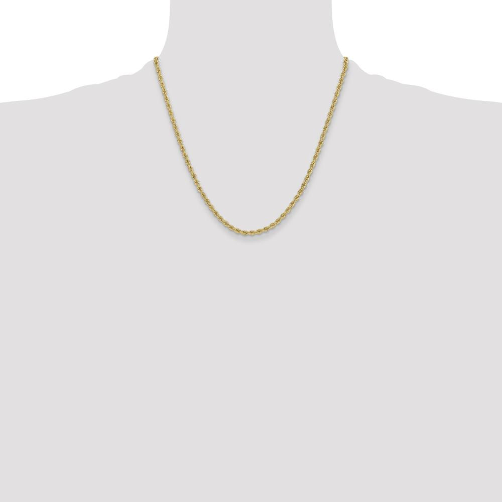 14K Yellow Gold 20" Solid Rope Chain Necklace - 3.4mm