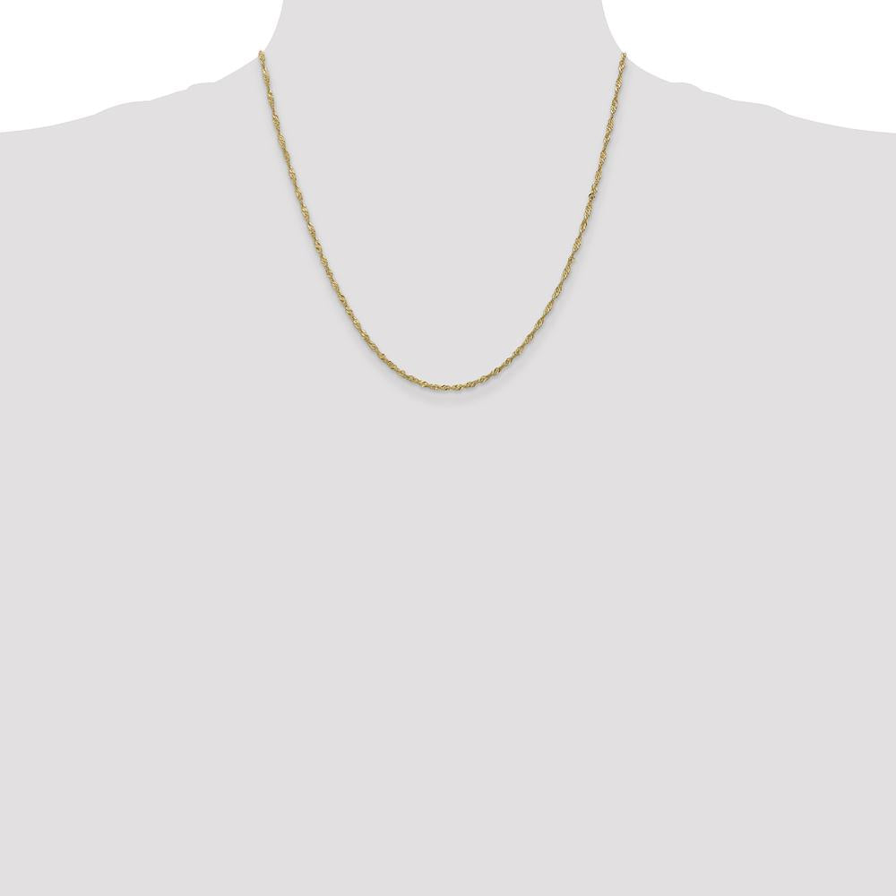 14K Yellow Gold 20" Solid Singapore Chain with Lobster Clasp - 1.70mm Width by Oro Pregiato