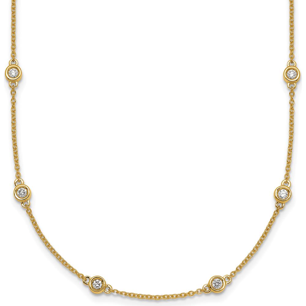 14K Yellow Gold 20-Station Bezel-Set Diamond Necklace with 3/4 Carat Total Diamond Weight by Oro Pregiato
