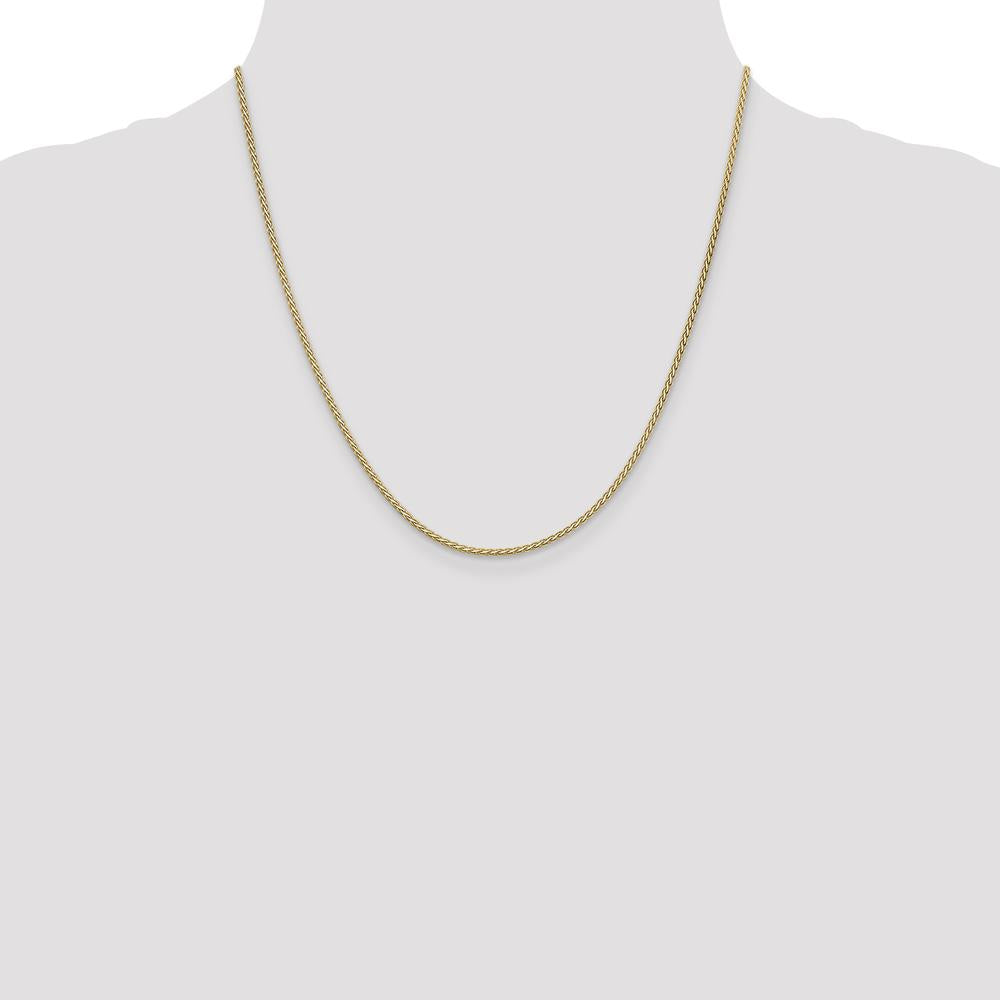 14K Yellow Gold 20" Wheat Chain Necklace with Polished Finish and Lobster Clasp by Oro Pregiato