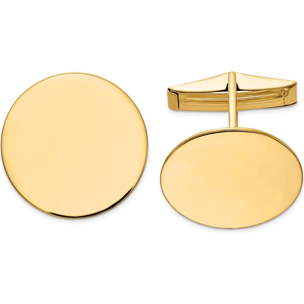 14K Yellow Gold 20mm Circular Polished Cuff Links by Oro Pregiato