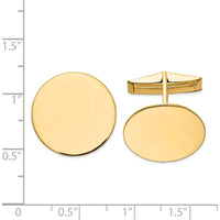 14K Yellow Gold 20mm Circular Polished Cuff Links by Oro Pregiato