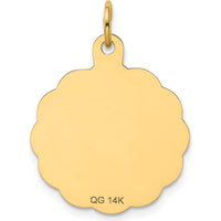 14K Yellow Gold 20mm Engravable Baseball Disc Pendant by Oro Pregiato