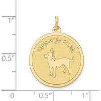 14K Yellow Gold 20mm Engravable Chihuahua Disc Pendant by Oro Pregiato