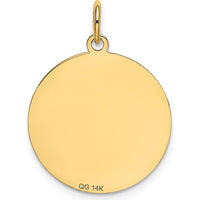 14K Yellow Gold 20mm Engravable Chihuahua Disc Pendant by Oro Pregiato