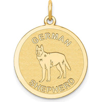 14K Yellow Gold 20mm Engravable German Shepherd Dog Charm by Oro Pregiato