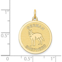 14K Yellow Gold 20mm Engravable German Shepherd Dog Charm by Oro Pregiato