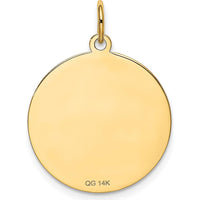 14K Yellow Gold 20mm Engravable Pug Disc Dog Charm Pendant by Oro Pregiato