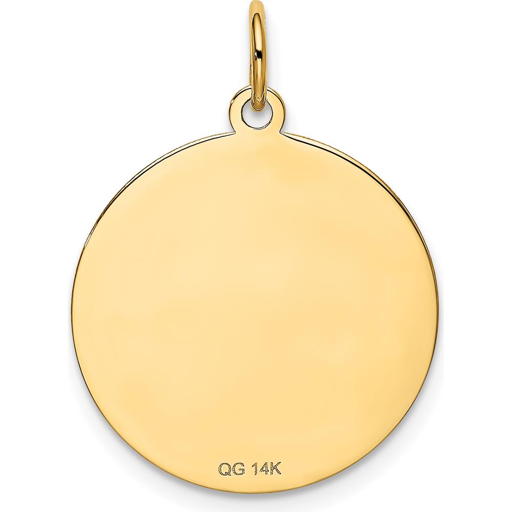 14K Yellow Gold 20mm Engravable Pug Disc Dog Charm Pendant by Oro Pregiato