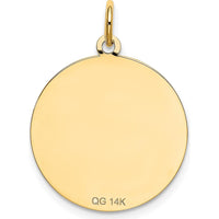 14K Yellow Gold 20mm Engravable Shih Tzu Disc Pendant by Oro Pregiato
